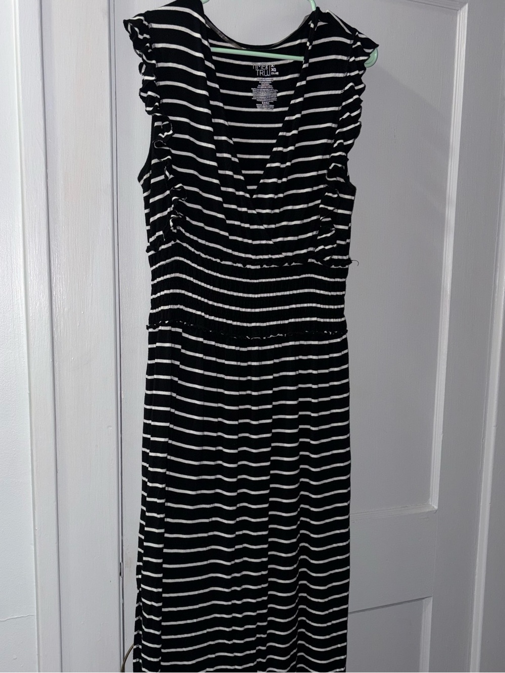 Time and Tru Black and White Striped Maxi Dress